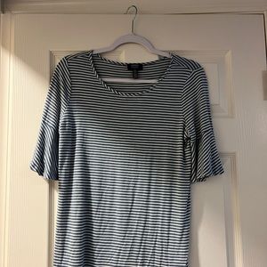 Jones New York Blue/White striped bell sleeve top